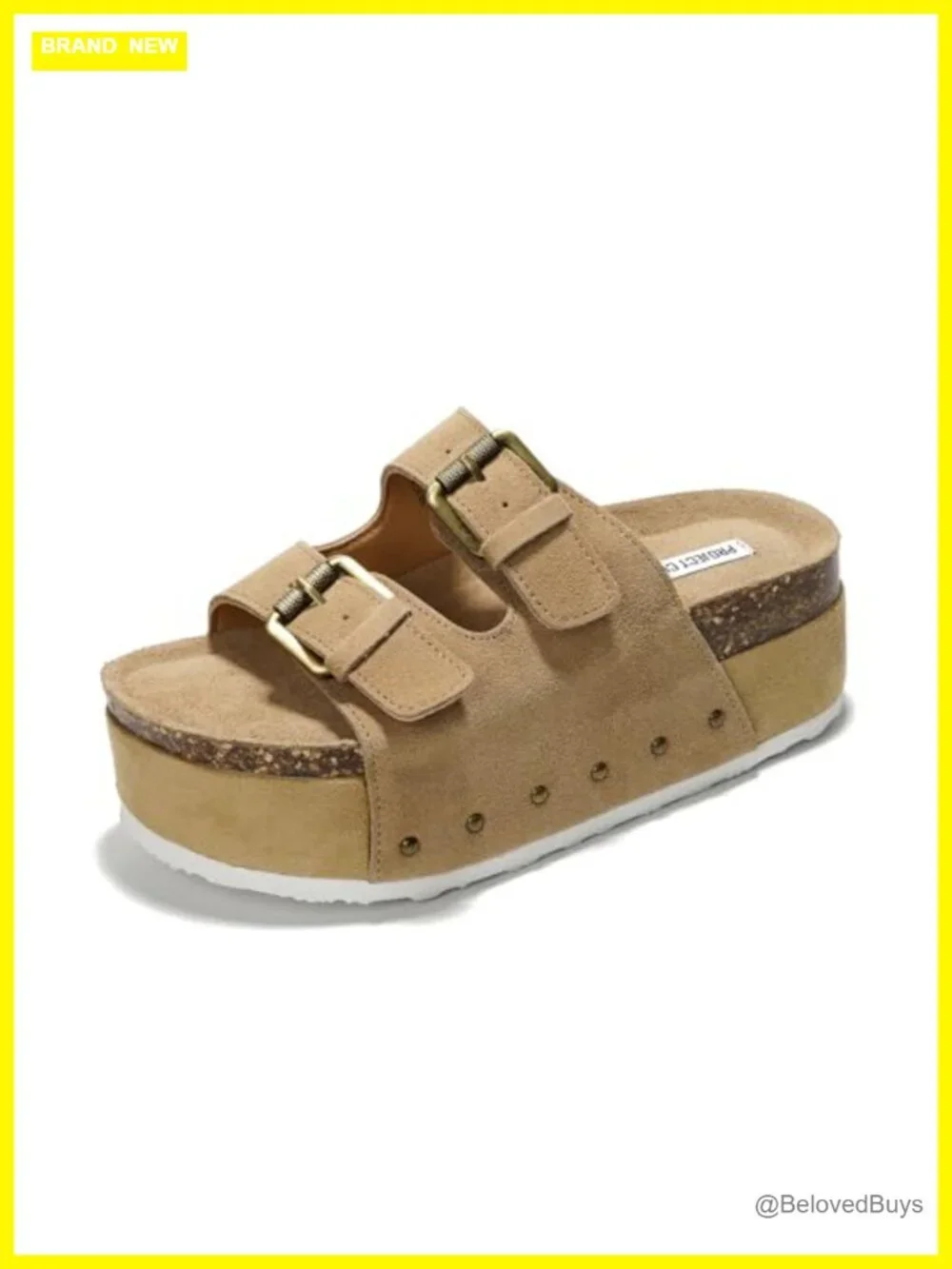 Genuine Suede Leather Platform Wedge Sandals with Memory Foam Insole